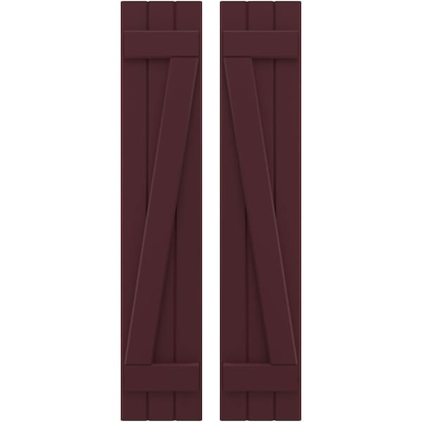 Ekena Millwork Americraft 3-Board (2 Batten) Wood Joined Board-n-Batten Shutters w/ Z-Bar, ARW102BB311X77WRH, PR ARW102BB311X77WRH - main
